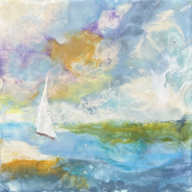 Kathy Ostrander Roberts | Ode to Claire | Encaustic | 8" X 8" | Sold