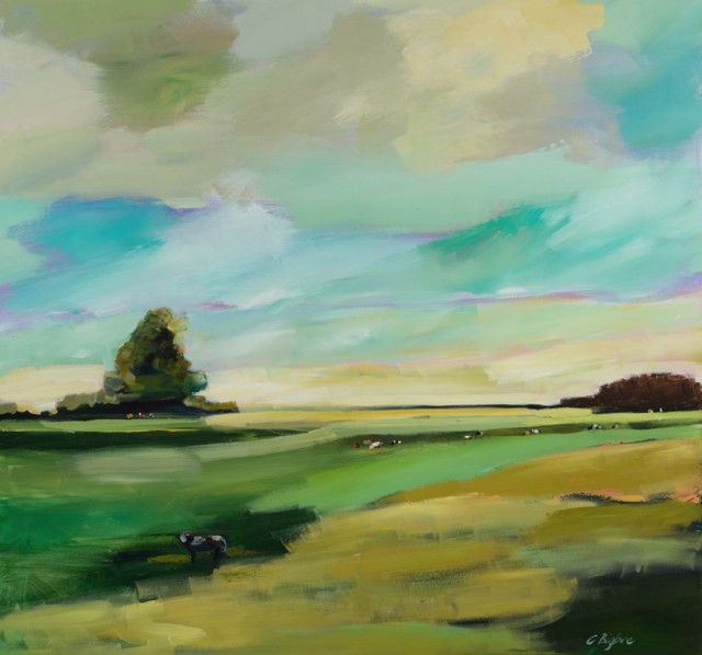 Claire Bigbee | Buttercup Fields, A Quiet Escape by Casco Bay | Acrylic & Oil | 48" X 48" | $6,500