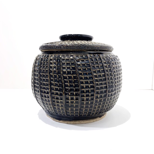 Richard Winslow | Navy Textured Lidded Pot | Ceramic | 7" X 7.5" | $110