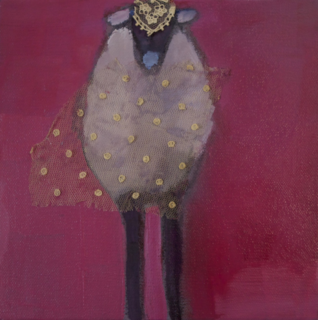 Claire Bigbee | Fluffy | Oil and Lace | 8" X 8" | Sold