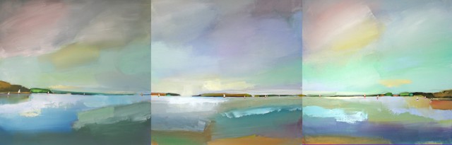 Claire Bigbee | Serenity & Airy Skies at Casco Bay - Triptych |  | 24" X 72" | Sold
