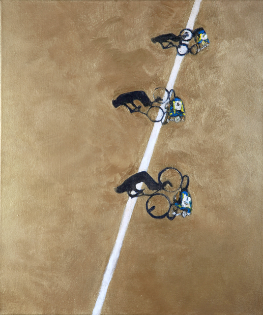 Three Cyclists with Shadows