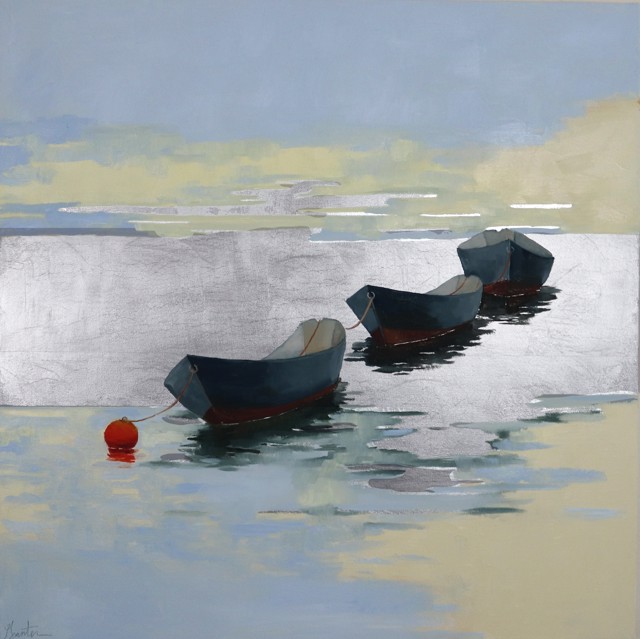 Ellen Welch Granter | Silver Water | Oil and Silver Leaf on Canvas | 30" X 30" | Sold