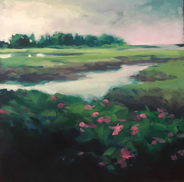 Margaret Gerding | Beach Roses, Study | Oil on Canvas | 16" X 16" | $2,500