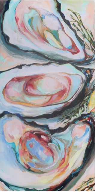Kristin Neufarth Cheney | Dinner Date | Acrylic and Plaster on Canvas | 24" X 12" | $650