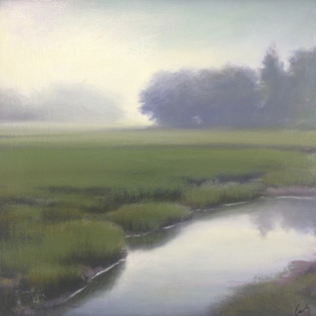 Margaret Gerding | Marsh in Fog IV | Oil on Panel | 16" X 16" | $2,500