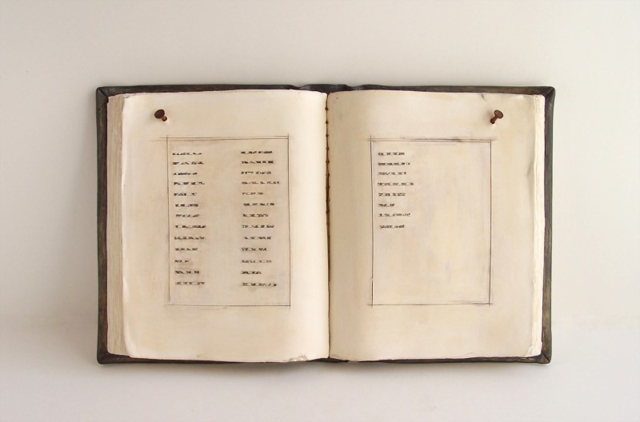 Abby Huntoon | Book of Lists | Fired Clay | 11" X 18" | Sold