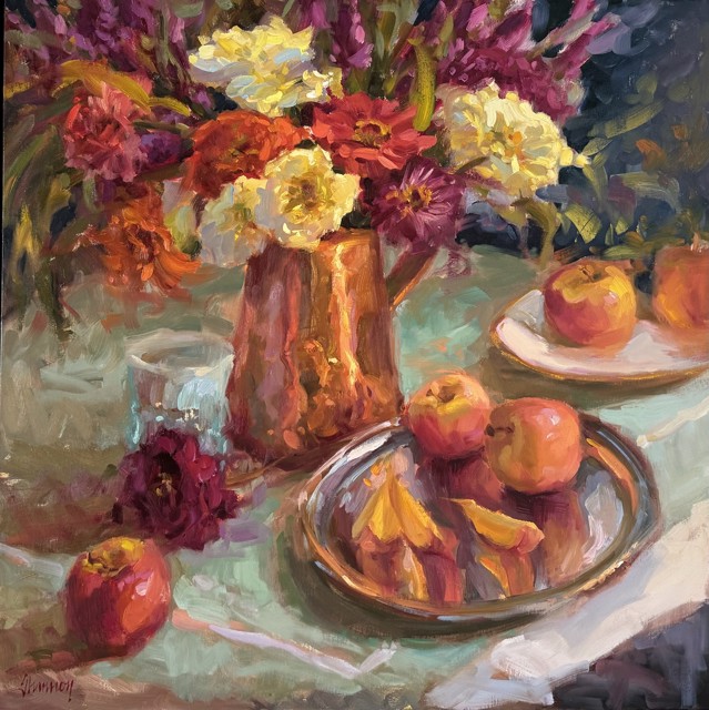 Zinnias and Apples