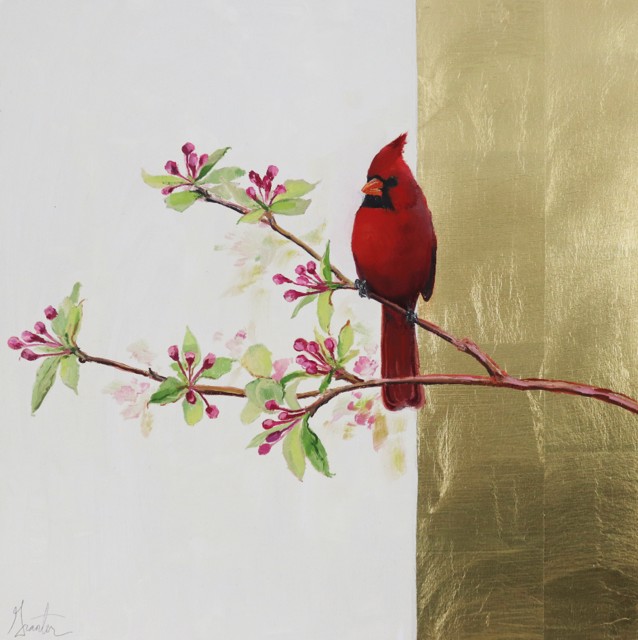 Ellen Welch Granter | Crimson and Cherry | Oil on Panel | 20" X 20" | $2,200