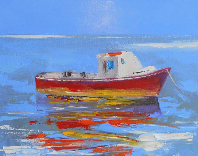 Janis H. Sanders | Red Boat | Oil on Canvas | 11" X 14" | $750