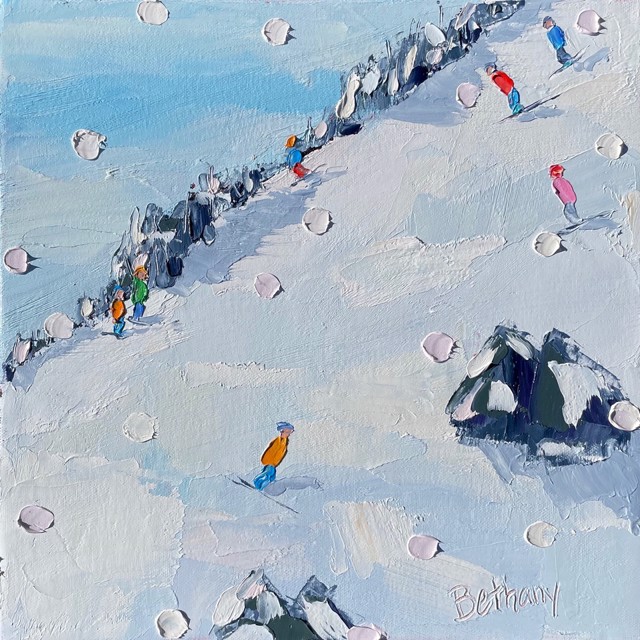 Bethany Harper Williams | Ski Days - Light Snow | Oil on Canvas | 12" X 12" | $550