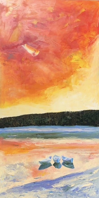 Janis H. Sanders | Cove Sunset | Oil on Panel | 48" X 24" | $4,895