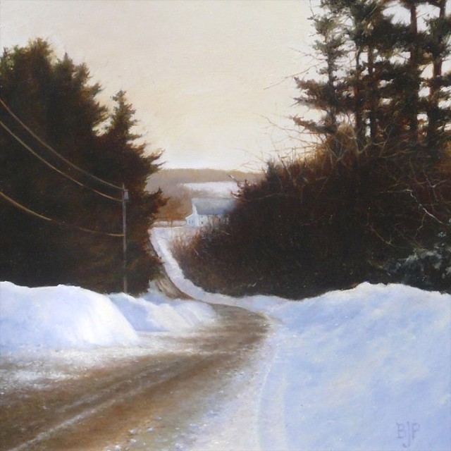 Barbara Jones Peabody | Winter on Prescott Hill | Oil on Panel | 5.5" X 5.5" | Sold