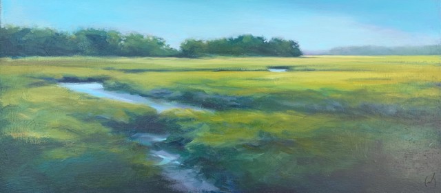 Margaret Gerding | Marsh at Goose Rocks | Oil on Panel | 10" X 22" | $2,600