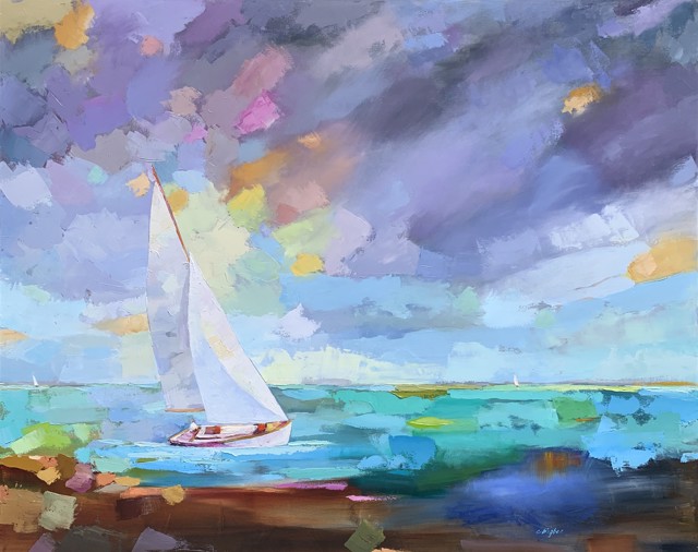 Claire Bigbee | Ebbing Along the Rocky Shore | Oil on Canvas | 48" X 60" | Sold