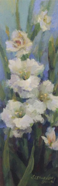 Sandra L. Dunn | White Gladiolas | Oil on Canvas | 12" X 4" | Sold