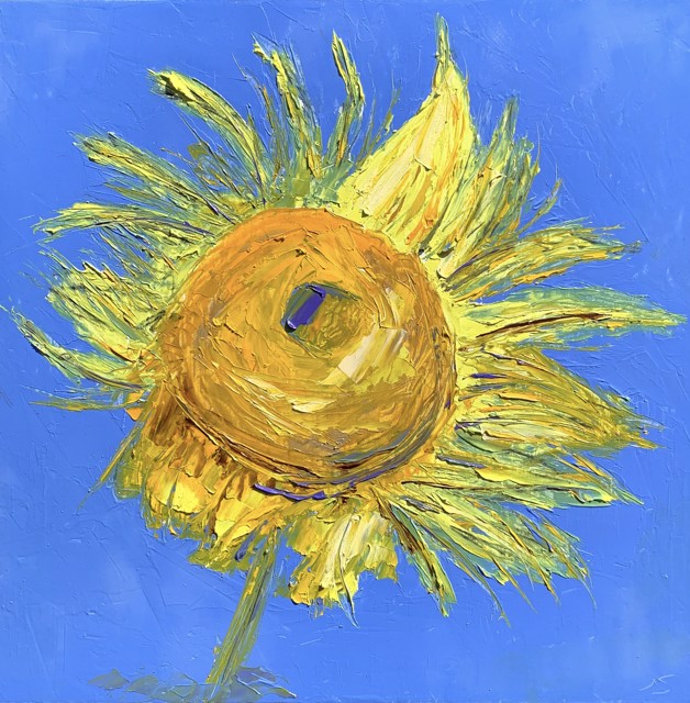 Janis H. Sanders | Sunflower II | Oil on Panel | 12" X 12" | $750