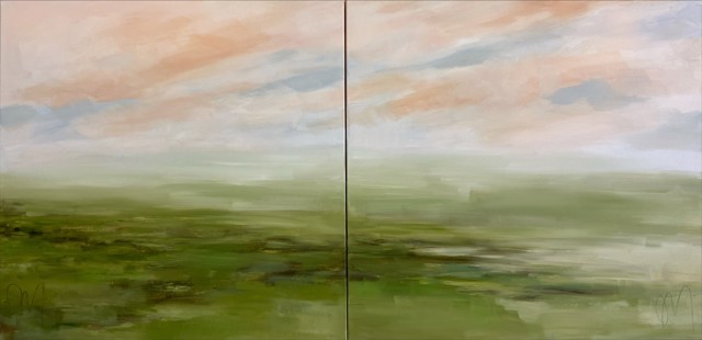Jill Matthews | Salmon Sky - Diptych | Oil on Canvas | 24" X 48" | Sold