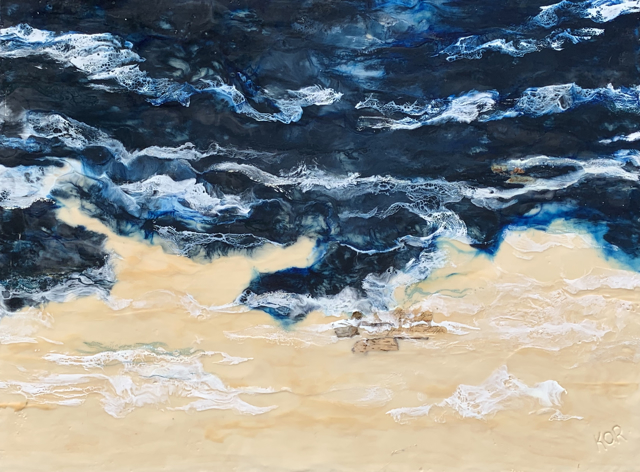 Kathy Ostrander Roberts | Between the Devil and the Deep Blue Sea | Encaustic on Panel | 36" X 48" | $4,800