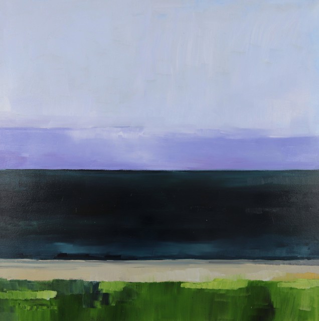 Ellen Welch Granter | Grass Sand Ocean Sky | Oil on Panel | 20" X 20" | Sold