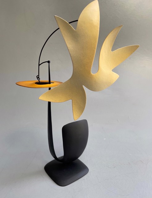Mark Davis | Burst of Energy | Standing Mobile in Brass and Aluminum with Steel Wires, Oil and Acrylic colors | 12" X 9" | $650