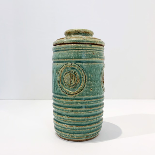 Richard Winslow | Tall Jade Lidded Pot Small | Ceramic | 8.5" X 4.5" | $90