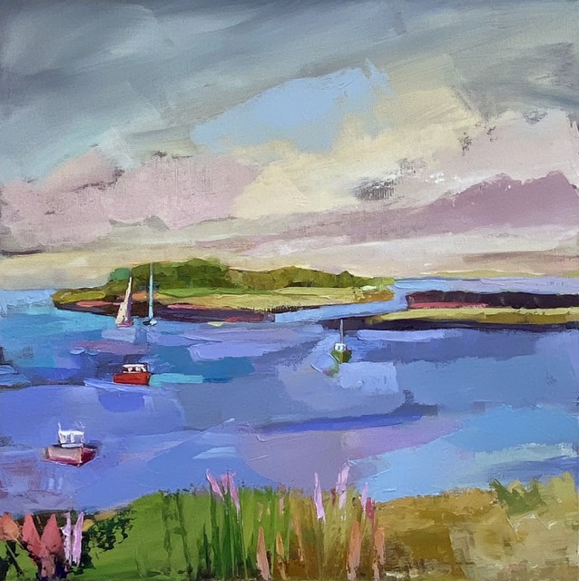 Claire Bigbee | Gosport Harbor, Star Island | Acrylic & Oil on Canvas | 20" X 20" | Sold