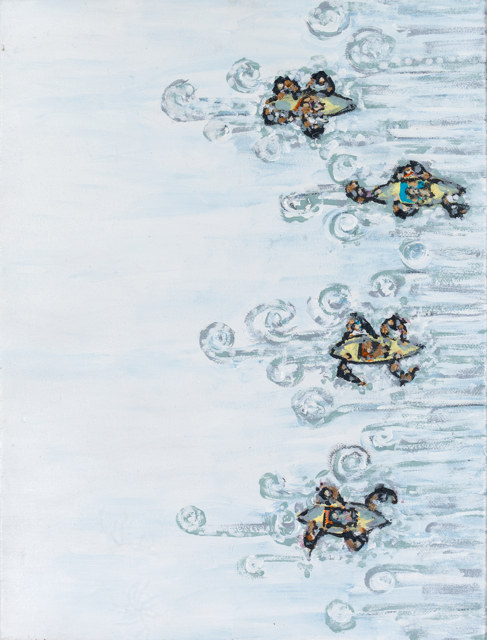 Heather Blanton | Special Surfers | Acrylic and Pencil on Canvas | 12" X 9" | $695