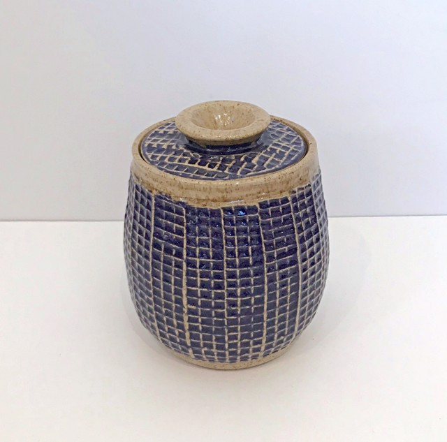 Richard Winslow | Small Blue Jar with Lid | Ceramic | 7.5" X 7" | Sold