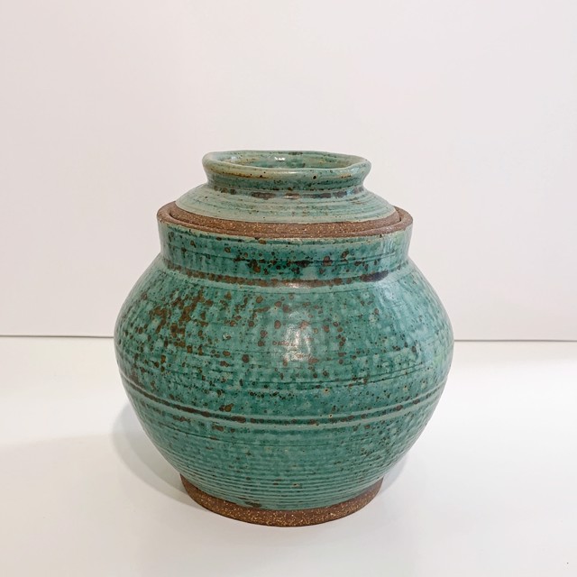 Richard Winslow | Green Jar with Lid | Ceramic | 6.5" X 6.5" | Sold