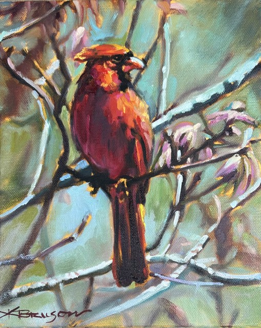 Karen Bruson | Cardinal | Oil on Canvas | 10" X 8" | $400