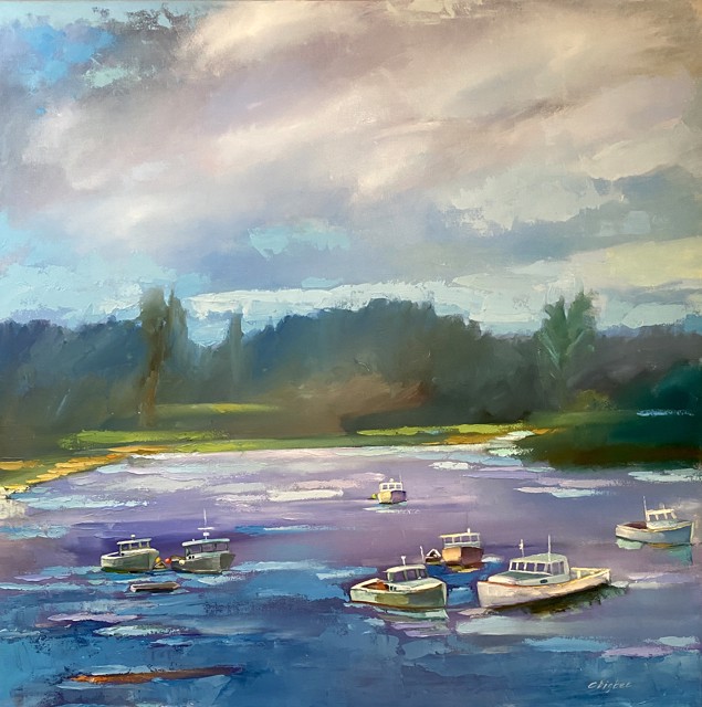 Claire Bigbee | The Gateway Keepers, Perkins Cove | Oil on Canvas | 36" X 36" | Sold