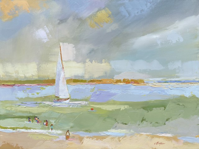 Claire Bigbee | Sailing By Ogunquit Beachgoers | Oil on Canvas | 30" X 40" | Sold