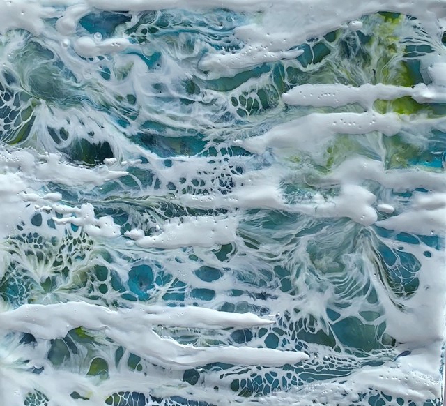 Kathy Ostrander Roberts | Sea Lace | Encaustic on Birch Panel | 8" X 8" | Sold