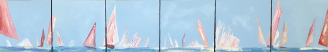Janis H. Sanders | Pink Sails | Oil on Canvas | 12" X 72" | Sold