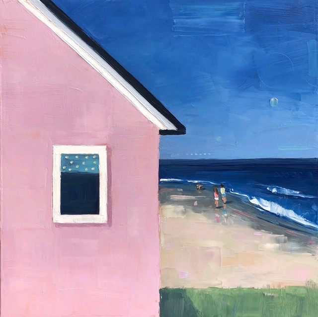 Bethany Harper Williams | Pink Beach House | Oil on Canvas | 30" X 30" | $2,300