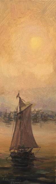 Sandra L. Dunn | Misty Harbor | Oil on Canvas | 12" X 4" | Sold