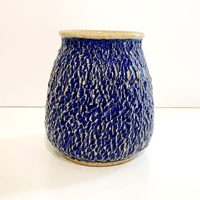 Richard Winslow | Medium Blue Textured Jar | Ceramic | 7" X 6" | $85