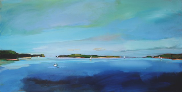 Claire Bigbee | Azure Sky over Casco Bay | Acrylic | 24" X 48" | Sold