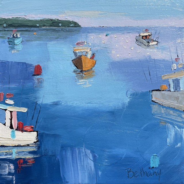 Bethany Harper Williams | Boats in the Bay | Oil on Canvas | 12" X 12" | $650
