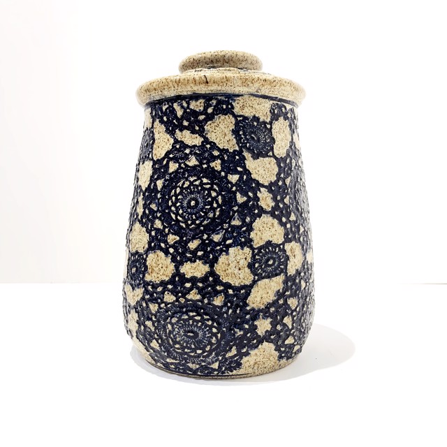 Richard Winslow | Blue Textured Lidded Pot | Ceramic | 9.5" X 6.5" | Sold