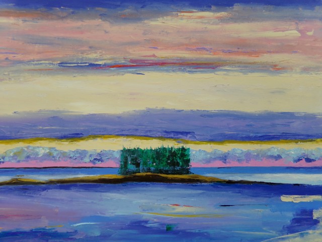 Janis H. Sanders | Island & Skies | Oil on Panel | 24" X 36" | $3,725