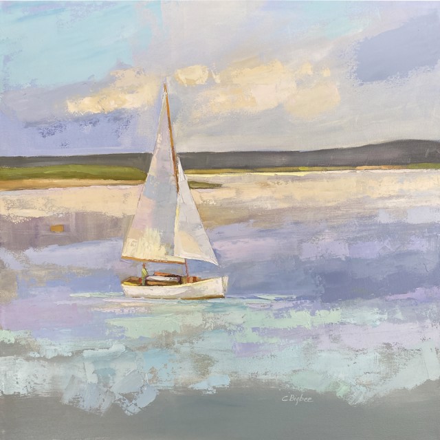 Claire Bigbee | Luminous Sail, Tenants Harbor | Oil on Canvas | 24" X 24" | Sold