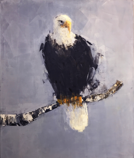 Rebecca Kinkead | Bald Eagle (Perched) | Oil and Wax on Linen | 36" X 30" | Sold