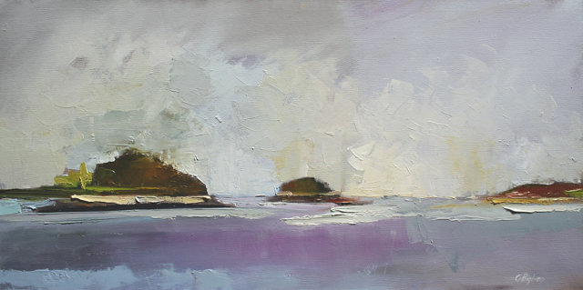 Claire Bigbee | Misty Morning at 5 Islands | Oil on Canvas | 15" X 30" | Sold