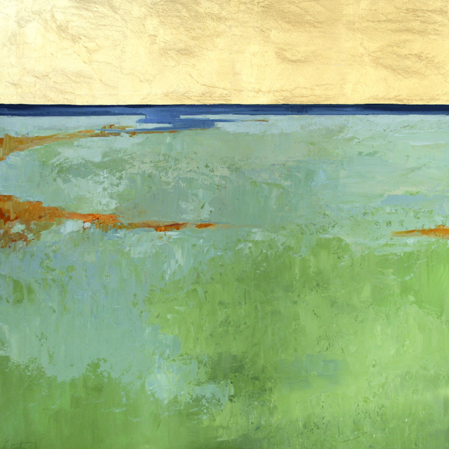 Ellen Welch Granter | Castles | oil and gold leaf on panel | 24" X 24" | Sold