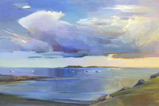 Holly Ready | Overcast Boats | Oil on Canvas | 24" X 36" | Sold