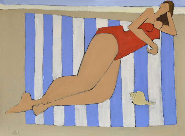 David Witbeck | Woman in Red Bathing Suit | Oil on Paper | 22" X 30" | $2,600