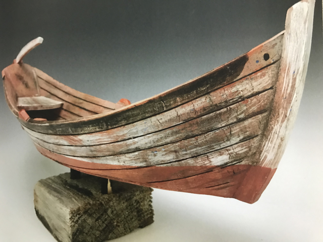 David Riley Peterson | Mystic Dory | Fired Clay | 7" X 22" | Sold