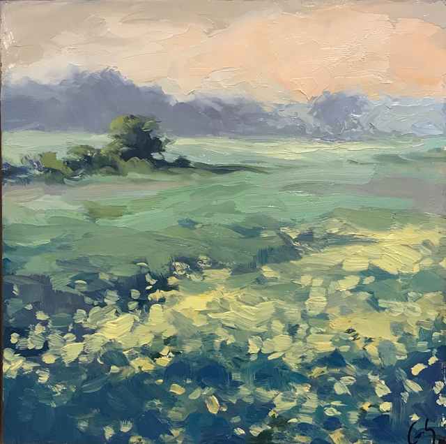 Margaret Gerding | Spring Fields | Oil on Panel | 10" X 10" | $1,200.00